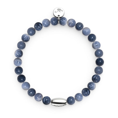 Bracelet en ormeau bleu denim x argent